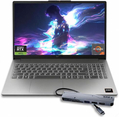 كمبيوتر محمول للألعاب Lenovo LOQ، شاشة 15.6 بوصة FHD 144 هرتز، Ryzen 7 7735HS، GeForce RTX 4050، ذاكرة الوصول العشوائي DDR5 سعة 16 جيجابايت، 512 جيجابايت SSD، Wi-Fi 6، حزمة مع Thunderobot 7 في 1 USB-C Hub، Win11 Home، رمادي in Kuwait