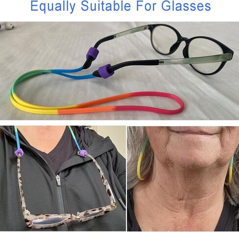 Colorful Anti-Lost Lanyard for AirPods,2 Pack Cute Rainbow Soft Silicone Neck Rope Anti-Lost Straps for AirPods 1/2/3/4 Galaxy Buds 1/2/3 & other Earplugs/Sunglasses/Eyeglasses/Glasses in Kuwait