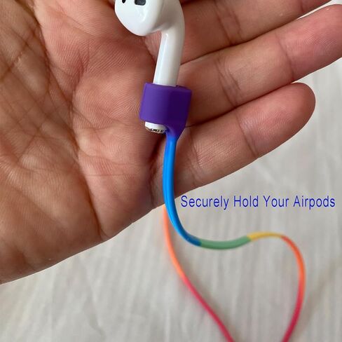 Colorful Anti-Lost Lanyard for AirPods,2 Pack Cute Rainbow Soft Silicone Neck Rope Anti-Lost Straps for AirPods 1/2/3/4 Galaxy Buds 1/2/3 & other Earplugs/Sunglasses/Eyeglasses/Glasses in Kuwait