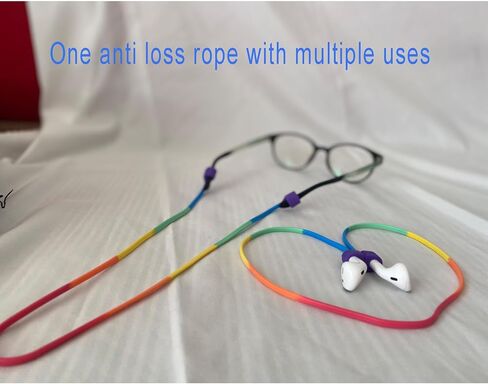 Colorful Anti-Lost Lanyard for AirPods,2 Pack Cute Rainbow Soft Silicone Neck Rope Anti-Lost Straps for AirPods 1/2/3/4 Galaxy Buds 1/2/3 & other Earplugs/Sunglasses/Eyeglasses/Glasses in Kuwait