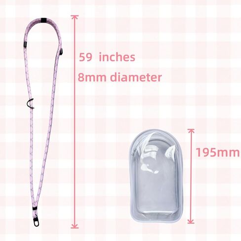 PAOTEEM Labubu Phone Charm Pastel Pink Beaded Lanyard Kawaii Y2K Fashion Adjustable Universal Durable in Kuwait