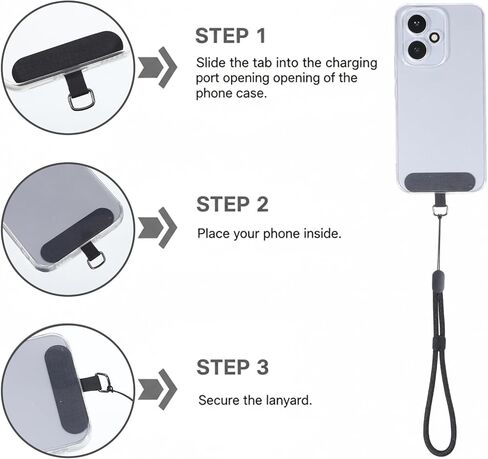 10Pcs Phone Tether Tab, Universal Phone Lanyard Patches Adjustable Cellphone Tether Replacement Strap for Cases - Black in Kuwait