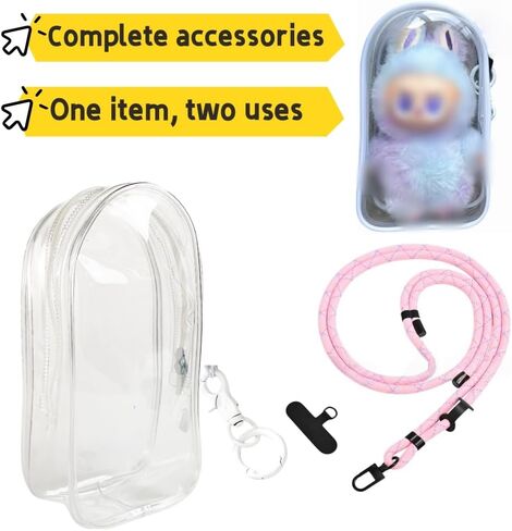 PAOTEEM Labubu Phone Charm Pastel Pink Beaded Lanyard Kawaii Y2K Fashion Adjustable Universal Durable in Kuwait