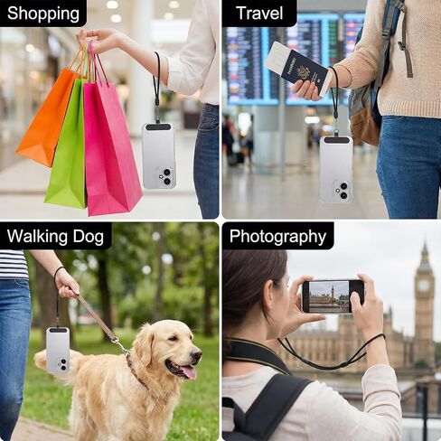 10Pcs Phone Tether Tab, Universal Phone Lanyard Patches Adjustable Cellphone Tether Replacement Strap for Cases - Black in Kuwait