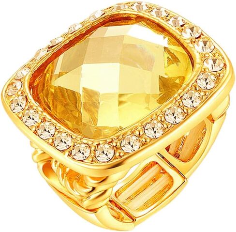 Wellotus Girl's Alloy Resin Square Ring Women's Adjustable Rhinestone Stretch Finger Ring Novelty Jewelry for Cocktail Party in Saudi Arabia