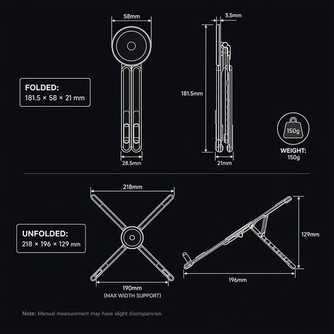 Magnetic Aluminum Stand, 4-in-1 Laptop Riser, Tablet Holder, Phone Tripod & Selfie Stick, 8-Level Adjustable, Fits iPhone 12-16, iPad, MacBook 16 Inch, Spase Gray in Kuwait
