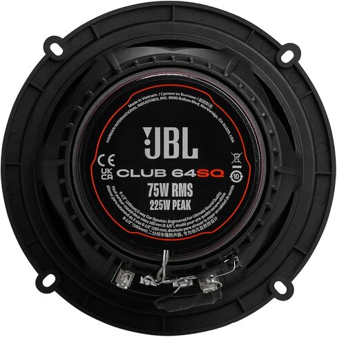 JBL Club 64SQ - مكبر صوت ممتاز للسيارة ثنائي الاتجاه مقاس 6-1/2 بوصة، 75 وات RMS، ذروة 225 وات، الحساسية (@ 2.83 فولت): 93 ديسيبل، استجابة التردد: 48 هرتز - 21 كيلو هرتز، المعاوقة الاسمية: 3.0 أوم (متجدد) in Kuwait