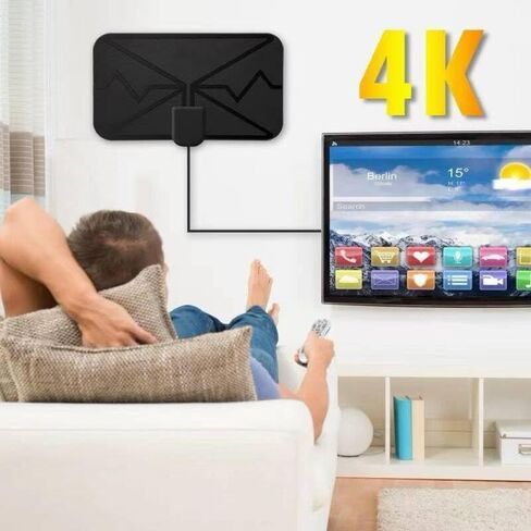 هوائي رقمي 4K هوائي تلفزيون داخلي، نطاق HD مضخم طويل 250+ ميل، كابل محوري معزز للإشارة، يدعم 4K 1080p HD HDTV داخلي، هوائي للتلفزيون الذكي in Kuwait