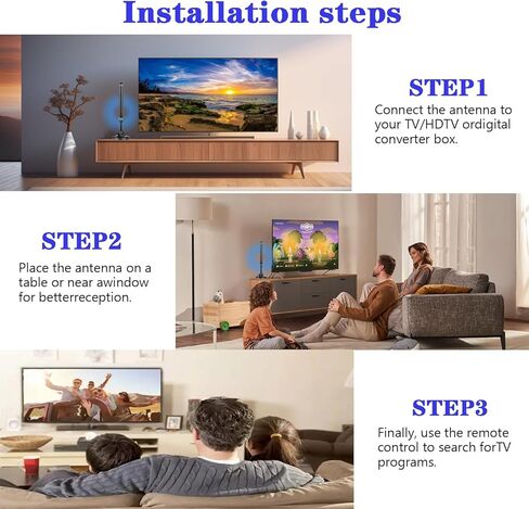 TV Antenna, Indoor Outdoor Digital HDTV 4k 1080P Channels - Magnetic Base Indoor Smart TV Antenna for Easy Installation in Kuwait