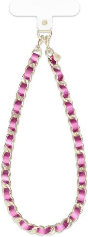 VELVET CAVIAR Leather Chain Phone Charm Wrist Strap - Cute Lanyard Accessory for Women - Fits all Phone Cases (Metallic Pink) in Kuwait