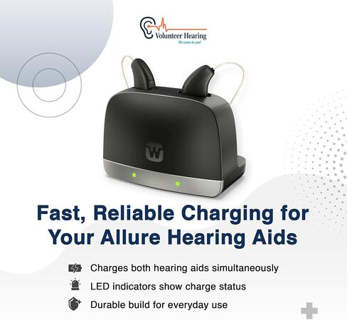 شاحن السمع القياسي Allure - متوافق مع أدوات السمع Allure RIC RD | قاعدة شحن سريعة وموثوقة | تصميم مدمج وسهل الاستخدام للعناية اليومية بالمساعدات السمعية in Kuwait