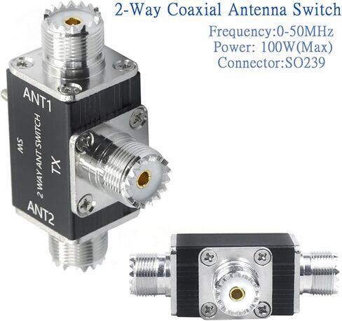 2 Way CB/HAM Antenna Coax Switch 100W 1-30MHz Optional SO239/BNC Connector for CB HF VHF UHF Radio (SO239) in Kuwait