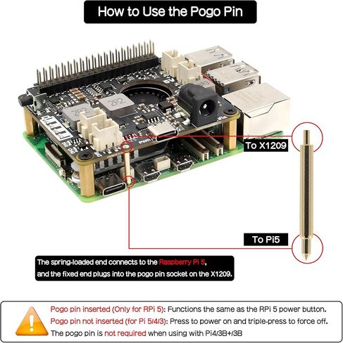 قبعة Geekworm X1209 5.1V 6A UPS مع مدخل واسع 6-18V لـ Raspberry Pi 5/4B/3B+/3B in Kuwait