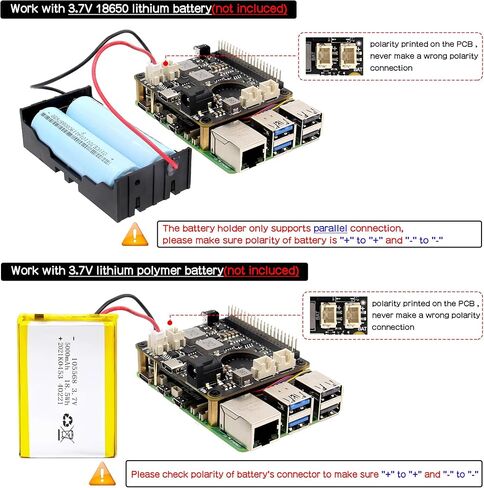 قبعة Geekworm X1209 5.1V 6A UPS مع مدخل واسع 6-18V لـ Raspberry Pi 5/4B/3B+/3B in Kuwait