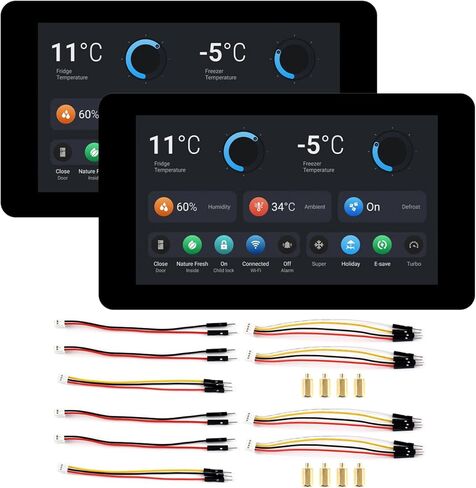 Waveshare 2PCS ESP32-S3 7inch LCD Development Board, ESP32 with Display, 1024×600, 32-bit LX7 Dual-core Processor, 240MHz Frequency, Wi-Fi & BLE Support, Onboard Antenna, with Touch Function in Kuwait
