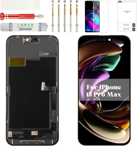 TFT for iPhone 15 Pro Max Screen for iPhone 15 Pro Max LCD Digitizer for iPhone 15 Pro Max Display Replacement Touch Assmebly A2849 A3105 A3106 A3108 Black in Kuwait