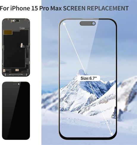 TFT for iPhone 15 Pro Max Screen for iPhone 15 Pro Max LCD Digitizer for iPhone 15 Pro Max Display Replacement Touch Assmebly A2849 A3105 A3106 A3108 Black in Kuwait