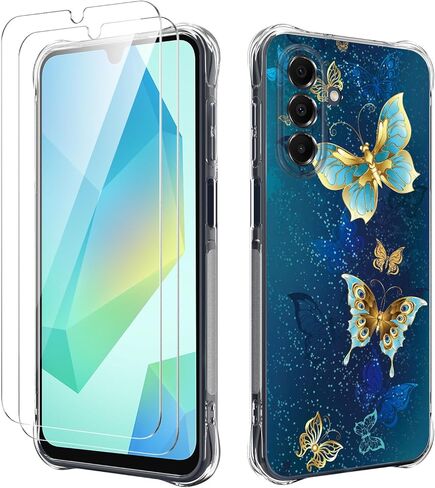 for Galaxy A17 5G Case with 2 PCS Screen Protectors,Girls Women Slim Flexible TPU Bumper Shock Absorption Rubber Soft Cover for Samsung Galaxy A17 5G (Butterfly) in Saudi Arabia
