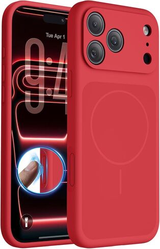 FlyReal Magnetic for iPhone 17 Pro Max Case, Design for iPhone’s New Back, Compatible with MagSafe, Integrated Silicone Camera Control & Camera Protection Microfiber Lining Case, 6.9", Orange in Kuwait