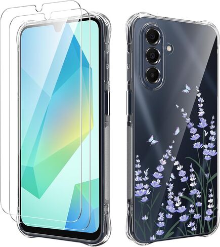 for Galaxy A17 5G Case with 2 PCS Screen Protectors,Girls Women Slim Flexible TPU Bumper Shock Absorption Rubber Soft Cover for Samsung Galaxy A17 5G (Butterfly) in Saudi Arabia