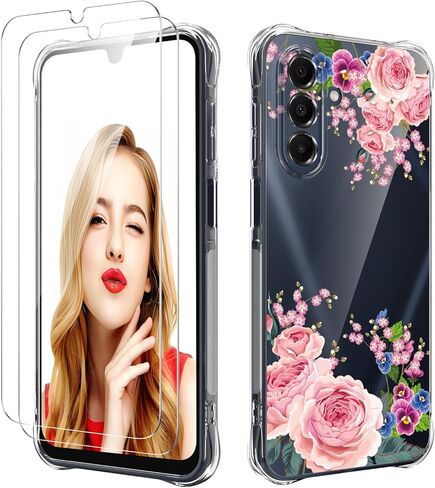 for Galaxy A17 5G Case with 2 PCS Screen Protectors,Girls Women Slim Flexible TPU Bumper Shock Absorption Rubber Soft Cover for Samsung Galaxy A17 5G (Butterfly) in Saudi Arabia