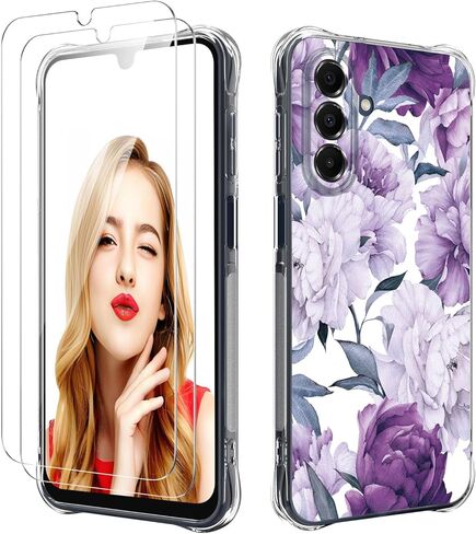for Galaxy A17 5G Case with 2 PCS Screen Protectors,Girls Women Slim Flexible TPU Bumper Shock Absorption Rubber Soft Cover for Samsung Galaxy A17 5G (Butterfly) in Saudi Arabia