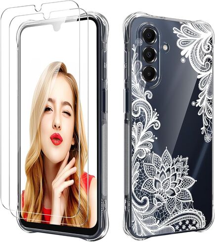 for Galaxy A17 5G Case with 2 PCS Screen Protectors,Girls Women Slim Flexible TPU Bumper Shock Absorption Rubber Soft Cover for Samsung Galaxy A17 5G (Butterfly) in Saudi Arabia