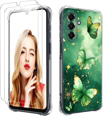 for Galaxy A17 5G Case with 2 PCS Screen Protectors,Girls Women Slim Flexible TPU Bumper Shock Absorption Rubber Soft Cover for Samsung Galaxy A17 5G (Butterfly) in Saudi Arabia