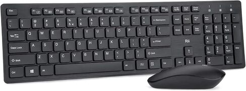 Wireless Keyboard and Mouse Combo - Rii Standard Office PC Keyboard and Optical Wireless Mice for Windows/Android TV Box/Raspberry Pi/PC/Laptop/PS3/4 in Kuwait