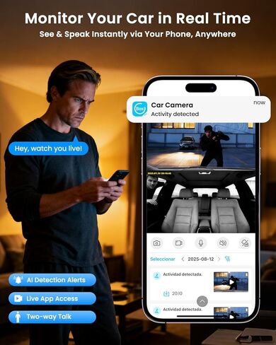 كاميرا داش كام 4G LTE مع بطاقة SIM، كاميرا أمان مزدوجة للسيارة أمامية ومقصورة، وضع ركن السيارة على مدار الساعة طوال أيام الأسبوع، تنبيهات حركة AI، نظام تحديد المواقع العالمي (GPS)، عرض مباشر للتطبيق عن بعد ومحادثة ثنائية الاتجاه، SD/Cloud، مضاد للسرقة وال in Kuwait