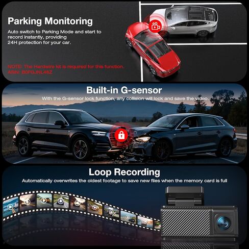 4K+2.5K Dash Cam Front and Rear,Free 64GB Card Included,Dash Camera for Cars,2-Channel Car Camera with 5.8G WiFi GPS,3.16'' IPS Screen,G-Sensor,24H Parking Monitor, Max 256GB in Kuwait