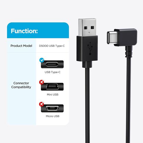 كابل شحن VIOFO D5000 بطول 11.4 قدم (3.5 متر) لكاميرا A119Mini2/A229 Plus/A229 Pro Dash Cam in Kuwait