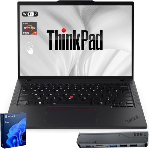 Lenovo ThinkPad P14s Mobile Workstation Business Laptop, AMD Ryzen AI 7 PRO 350, 14" FHD+ IPS Touchscreen, 64GB DDR5, 2TB SSD, Wi-Fi 7, HDMI, Windows 11 Pro, Copilot+ PC, 7-in-4 USB-C Hub Bundle in Kuwait