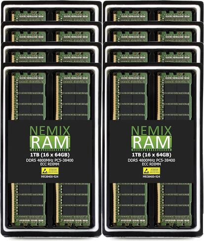NEMIX RAM 128GB (4X32GB) DDR5 4800MHZ PC5-38400 2Rx8 1.1V CL40 288-PIN ECC RDIMM Registered Server Memory KIT Compatible with Dell PowerEdge R760xs Rack Server in Saudi Arabia