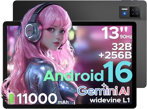 U13 Android 16 Tablet with Gemini AI,13 inch Tablet,11000mAh Battery,32GB+256GB,2.2Ghz Octa-Core Processor,90Hz Display Gaming Tablets,13MP+8MP,7.9mm Ultra-Thin Body,Face Unlock in Saudi Arabia
