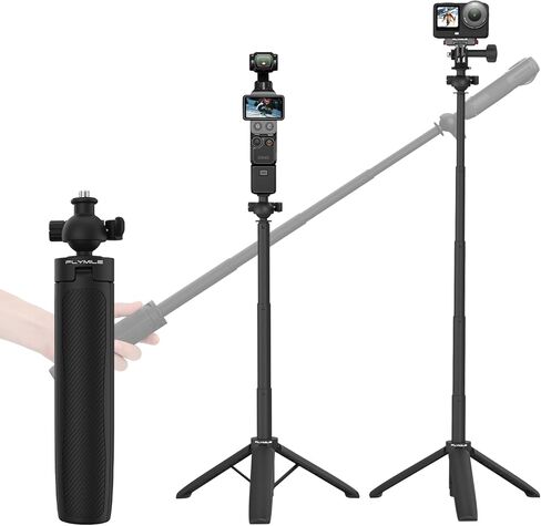 20" Pocket 4 3 Camera Tripod for DJI Osmo Action 6/5 Pro/Nano, 360° Adjustable Small Selfie Stick Handheld Extendable Mini Stand with 1/4" Screw for GoPro, for Insta360 X5/X4 Accessories in Kuwait