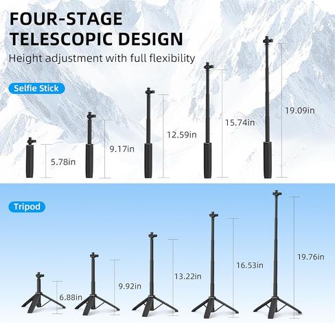 20" Pocket 4 3 Camera Tripod for DJI Osmo Action 6/5 Pro/Nano, 360° Adjustable Small Selfie Stick Handheld Extendable Mini Stand with 1/4" Screw for GoPro, for Insta360 X5/X4 Accessories in Kuwait