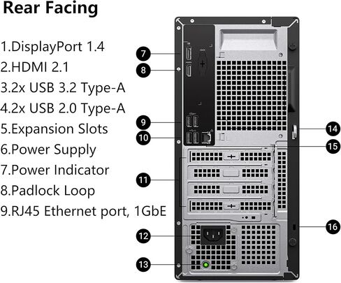 أجهزة الكمبيوتر المكتبية Dell Tower PC Ect1250 للمنزل والأعمال، معالج Intel 4-Core من الجيل الرابع، ذاكرة الوصول العشوائي DDR5 سعة 16 جيجابايت، 512 جيجابايت PCIe SSD، WiFi 6، بلوتوث، DisplayPort، HDMI، النوع C، Windows 11 Pro (متجدد) in Kuwait