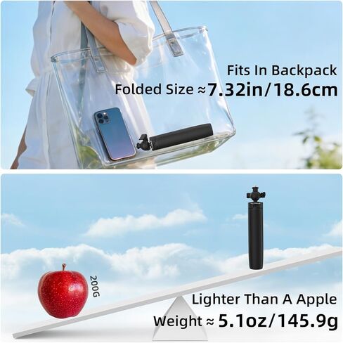 20" Pocket 4 3 Camera Tripod for DJI Osmo Action 6/5 Pro/Nano, 360° Adjustable Small Selfie Stick Handheld Extendable Mini Stand with 1/4" Screw for GoPro, for Insta360 X5/X4 Accessories in Kuwait