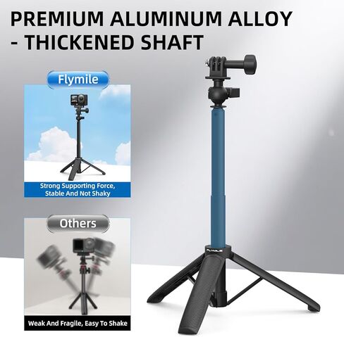 20" Pocket 4 3 Camera Tripod for DJI Osmo Action 6/5 Pro/Nano, 360° Adjustable Small Selfie Stick Handheld Extendable Mini Stand with 1/4" Screw for GoPro, for Insta360 X5/X4 Accessories in Kuwait