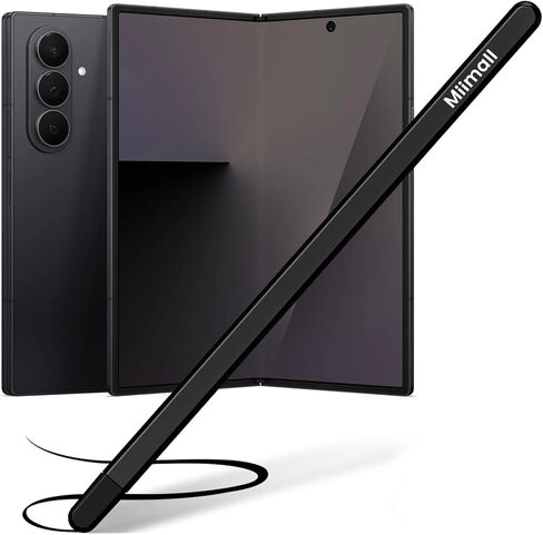 قلم بديل Miimall S لهاتف Samsung Galaxy Z Fold 7/6/5 - قلم دقيق بهيكل معدني من خليط معدني وطرف سيليكون ناعم، حساسية عالية وكتابة سلسة، أسود in Kuwait