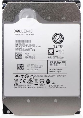 محرك الأقراص الصلبة Dell/Western Digital Ultrastar DC HC520 سعة 12 تيرابايت HUH721212AL5205 0F29553 7.2K RPM SAS 12 جيجابايت/ثانية 512e 3.5 بوصة (متجدد) in Kuwait