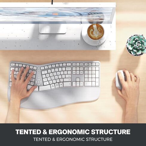 Doci Ergonomic keybaord and Mouse Wireless Combo, Rechargeable Keyboard and Mouse Set, Ergo Split Keyboard, Wireless Vertical Mouse, for Windows/Mac Gray White in Kuwait