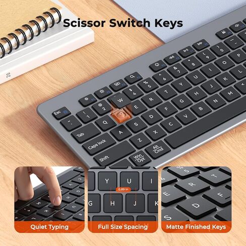 MEETION Bluetooth Keyboard and Mouse, Wireless Keyboard Mouse, Low-Profile Quiet Keys Full Size Keyboards and 4 Adjustable DPI Mouse for Windows/Laptop/PC/MacBook/Mac, New Version in Kuwait