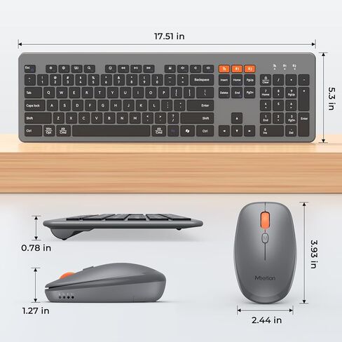 MEETION Bluetooth Keyboard and Mouse, Wireless Keyboard Mouse, Low-Profile Quiet Keys Full Size Keyboards and 4 Adjustable DPI Mouse for Windows/Laptop/PC/MacBook/Mac, New Version in Kuwait