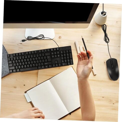 مجموعة لوحة مفاتيح وماوس سلكية من Angoily، لوحة مفاتيح USB كاملة مع لوحة ماوس بصرية للاستخدام المكتبي والكمبيوتر المحمول in Kuwait