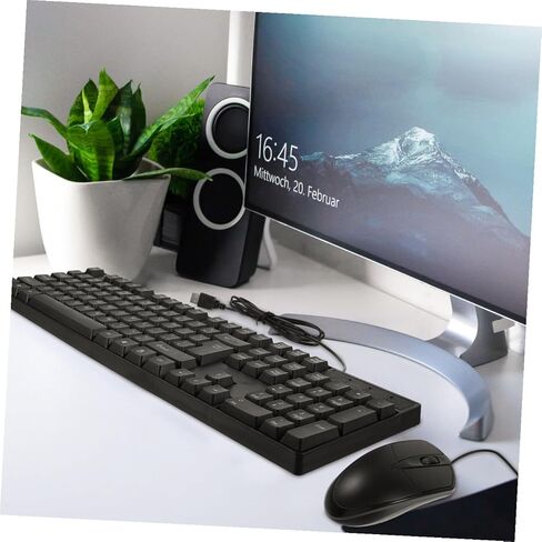مجموعة لوحة مفاتيح وماوس سلكية من Angoily، لوحة مفاتيح USB كاملة مع لوحة ماوس بصرية للاستخدام المكتبي والكمبيوتر المحمول in Kuwait