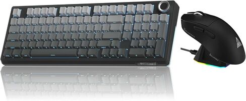 SOLAKAKA KI99 and SM822, Wireless Keyboard and Mouse Combo for Gaming (kI99 Gradient-Black & SM822 Black) in Kuwait