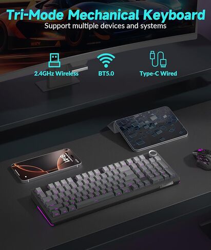 SOLAKAKA KI99 and SM822, Wireless Keyboard and Mouse Combo for Gaming (kI99 Gradient-Black & SM822 Black) in Kuwait