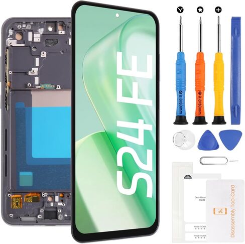 استبدال شاشة لهاتف Samsung Galaxy S24 FE 6.7 بوصة SM-S721B، SM-S721U1، SM-S721U، SM-S721W، SM-S7210، SM-S721N مجموعة رقمية تعمل باللمس مع أدوات (Incell مع إطار، بدون بصمة إصبع) in Kuwait